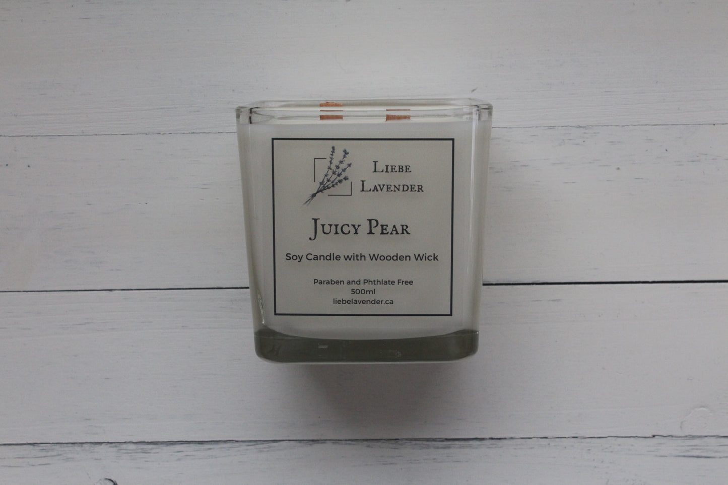 Soy Candle - Wooden Wick - Square Glass Container - 500ml (16oz)