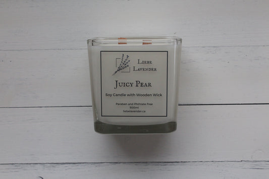 Soy Candle - Wooden Wick - Square Glass Container - 500ml (16oz)
