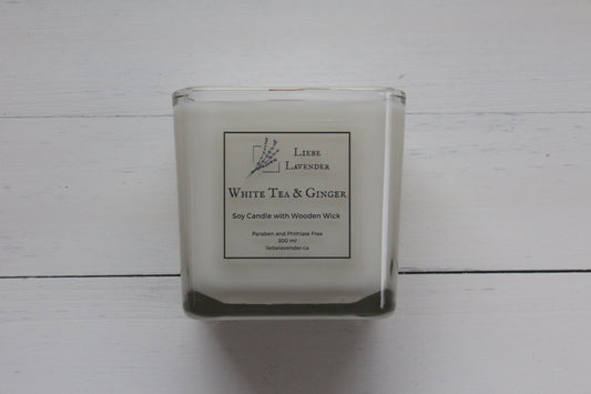 Soy Candle - Wooden Wick - Square Glass Container - 300ml (10oz)
